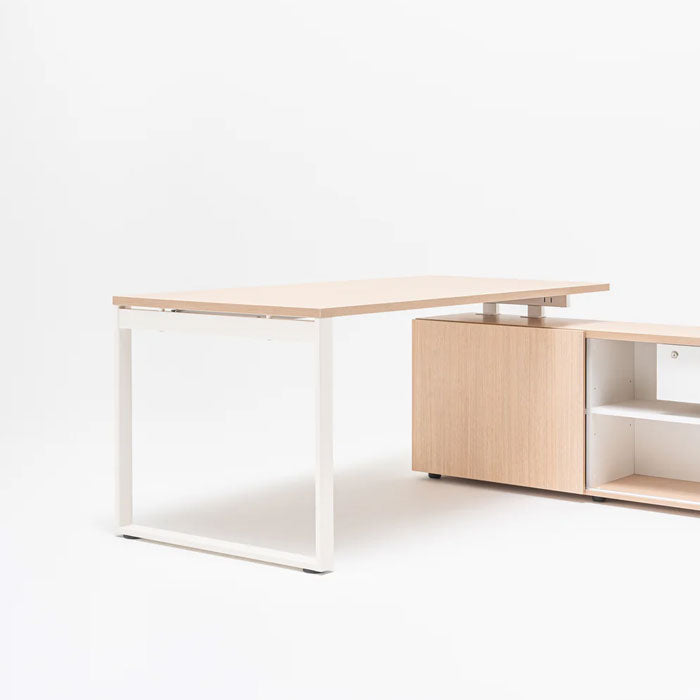 Директорско бюро Ogi Q 180/80 см. с помощен шкаф, Walnut+Black