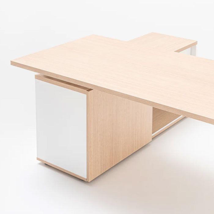 Директорско бюро Ogi Q 180/80 см. с помощен шкаф, Walnut+Black