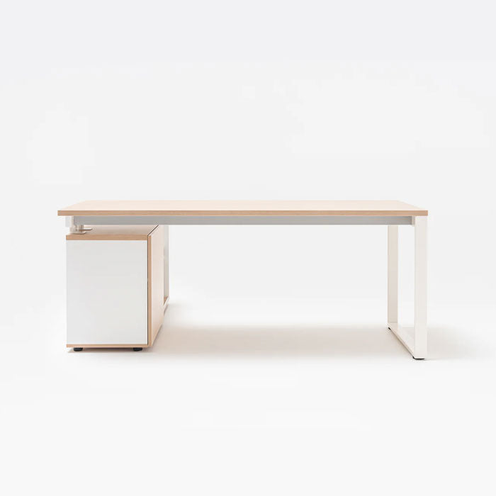 Директорско бюро Ogi Q 180/80 см. с помощен шкаф, Walnut+Black