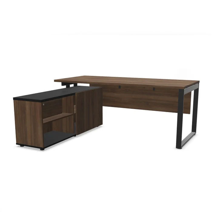 Директорско бюро Ogi Q 180/80 см. с помощен шкаф, Walnut+Black