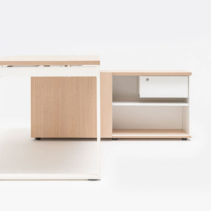 Директорско бюро Ogi Q 180/80 см. с помощен шкаф, Walnut+Black