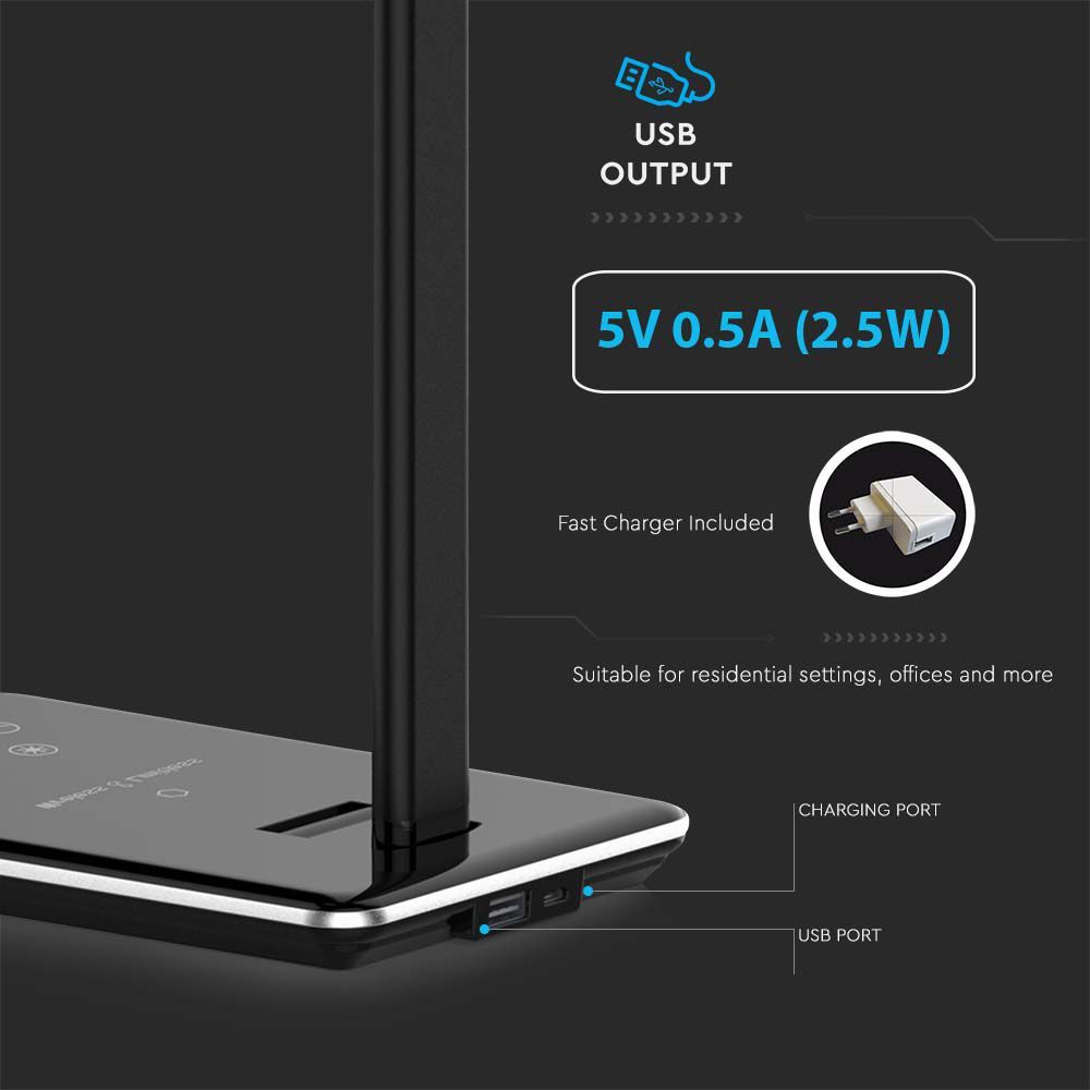 Ергономична настолна LED лампа 5 W със зареждане на GSM, бяла