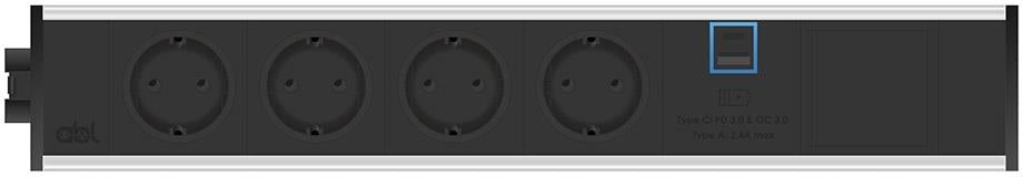 Комуникационен и захранващ модул за бюро Level E 4xSchuko + USB A+C + 2xRJ45 - черен