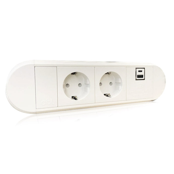 Захранващ модул за бюро Chroma -2xSchuko, USB A+C черен