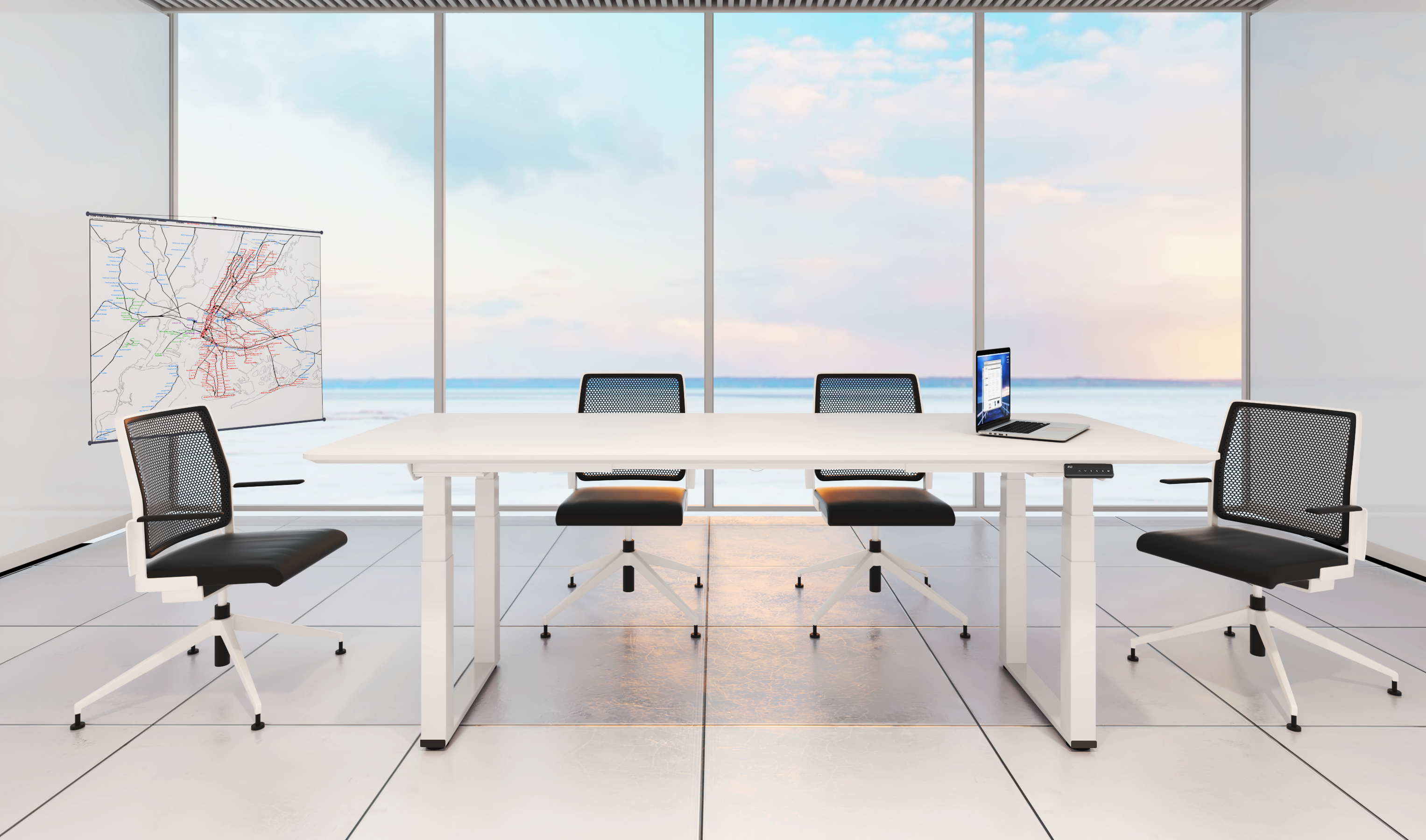 Четиримоторно височинно регулируемо бюро Ergo Heavy Duty MAX - черна база