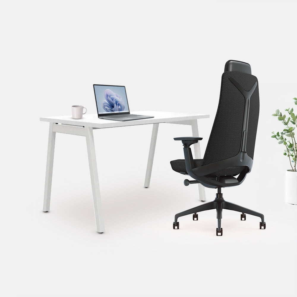 Ергономичен стол Zeal (Цвят): Черен | STUDIO бюро от ChairPro (Цвят): Бял + Бяло