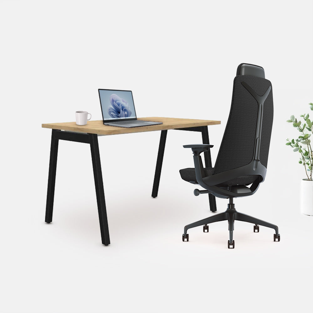 Ергономичен стол Zeal (Цвят): Черен | STUDIO бюро от ChairPro (Цвят): Натурален дъб + Черно