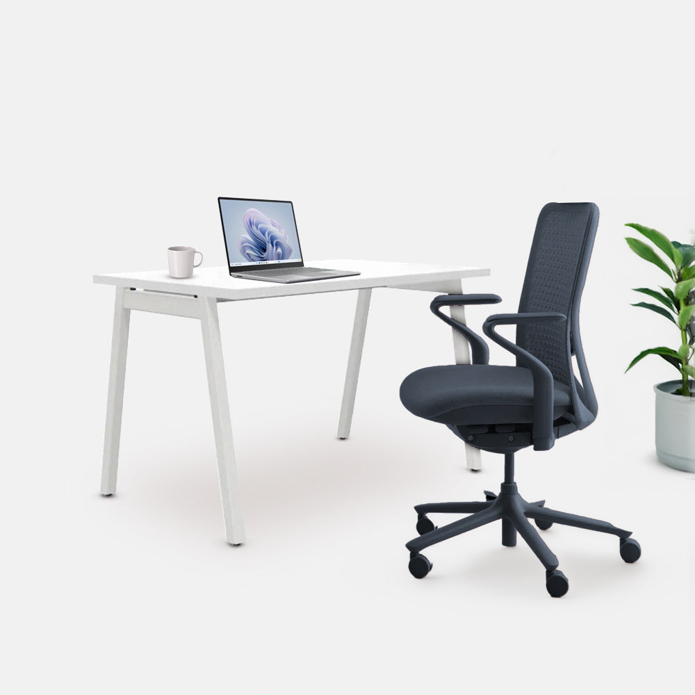 Ергономичен стол Sereni (Цвят): Галактика | Цвят на облегалка: Без STUDIO бюро от ChairPro (Цвят): Натурален дъб + Бяло