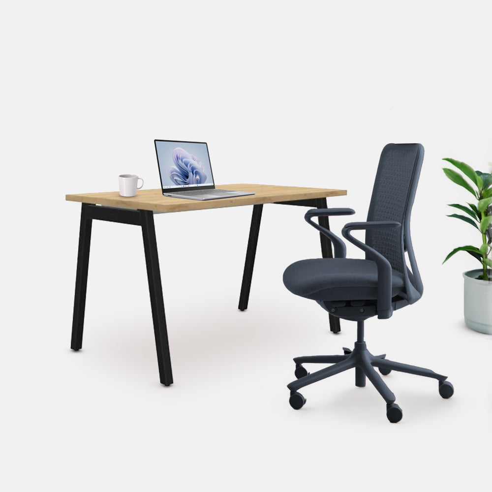 Ергономичен стол Sereni (Цвят): Галактика | Цвят на облегалка: Без STUDIO бюро от ChairPro (Цвят): Натурален дъб + Черно