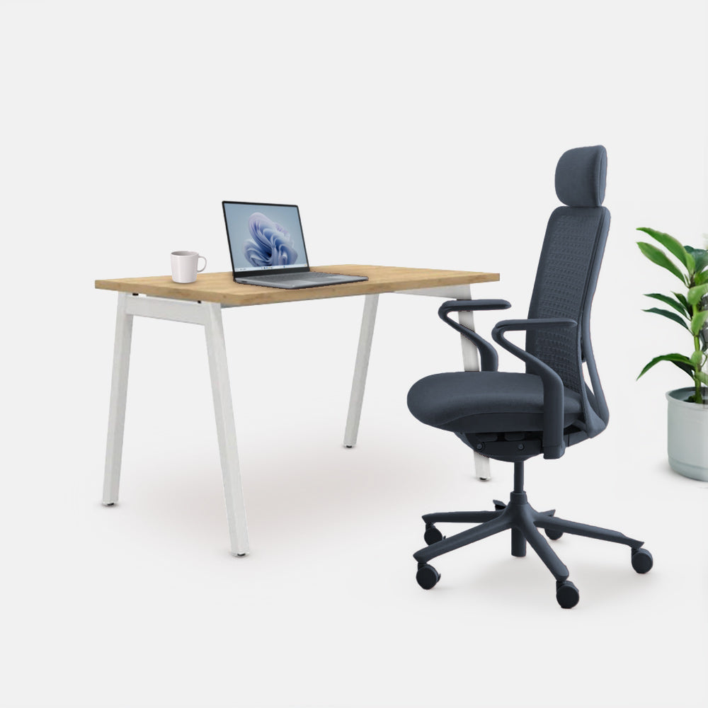 Ергономичен стол Sereni (Цвят): Галактика | Цвят на облегалка: Галактика STUDIO бюро от ChairPro (Цвят): Натурален дъб + Бяло