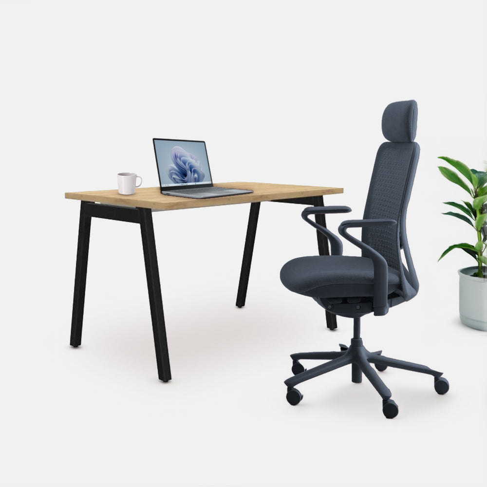 Ергономичен стол Sereni (Цвят): Галактика | Цвят на облегалка: Галактика STUDIO бюро от ChairPro (Цвят): Натурален дъб + Черно