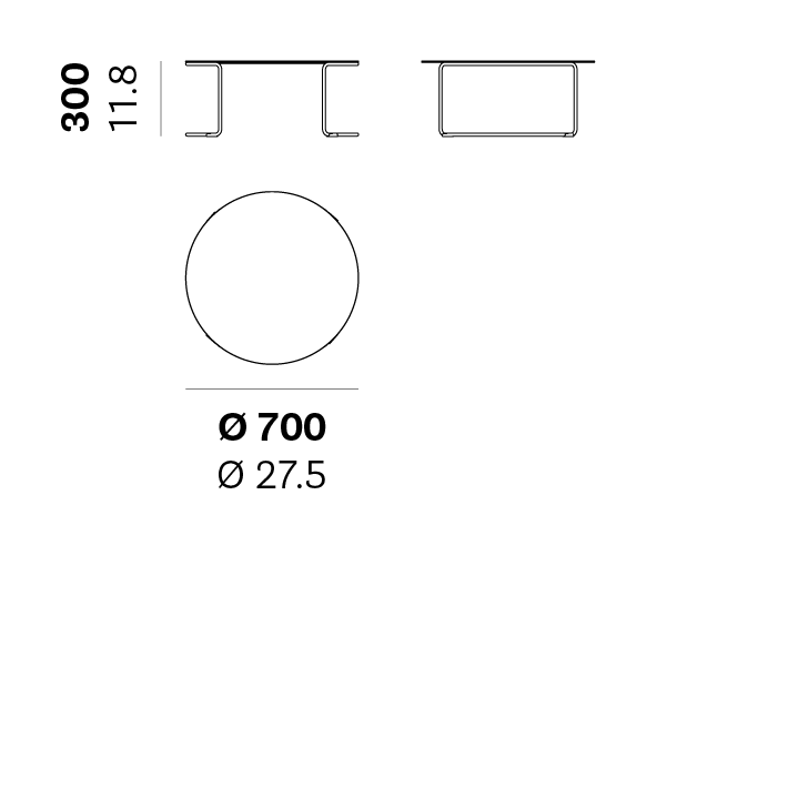 Ниска маса Cuit антрацит с метален плот ф 70 сm, H 30 см