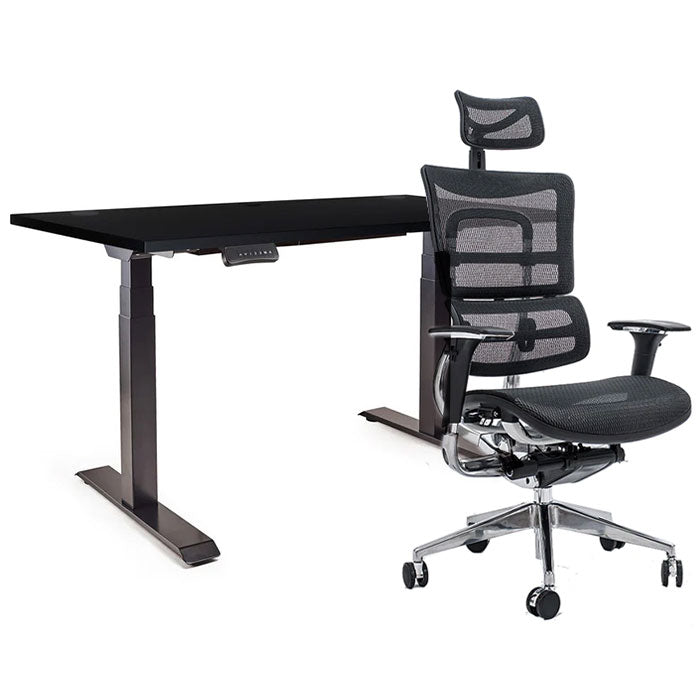 Ергономичен офис стол ErgoPro - black | Ergo Desk Цвят: Черен | Плот 118x68x2.5 - Черен | Плот 138x68x2.5 - Черен | Плот 158x80x2.5 - Черен