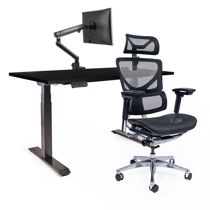 Ергономичен стол Ergo Pro Ultra (Цвят): Черен | Ergo Desk Pro (Цвят на основата): Черен | Sigma (Цвят): Черен | Цвят на плота: Черен