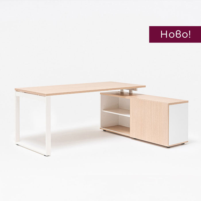 Директорско бюро Ogi Q 180/80 см. с помощен шкаф, Walnut+Black