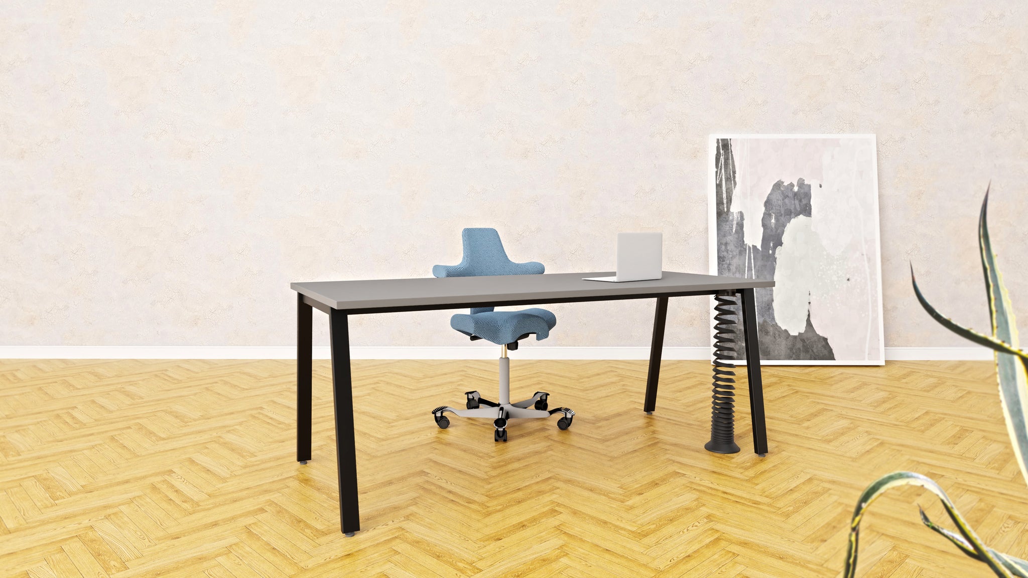 Офис бюро Op-Lite II A 140x70 см, бежова основа, плот European Maple - мостра