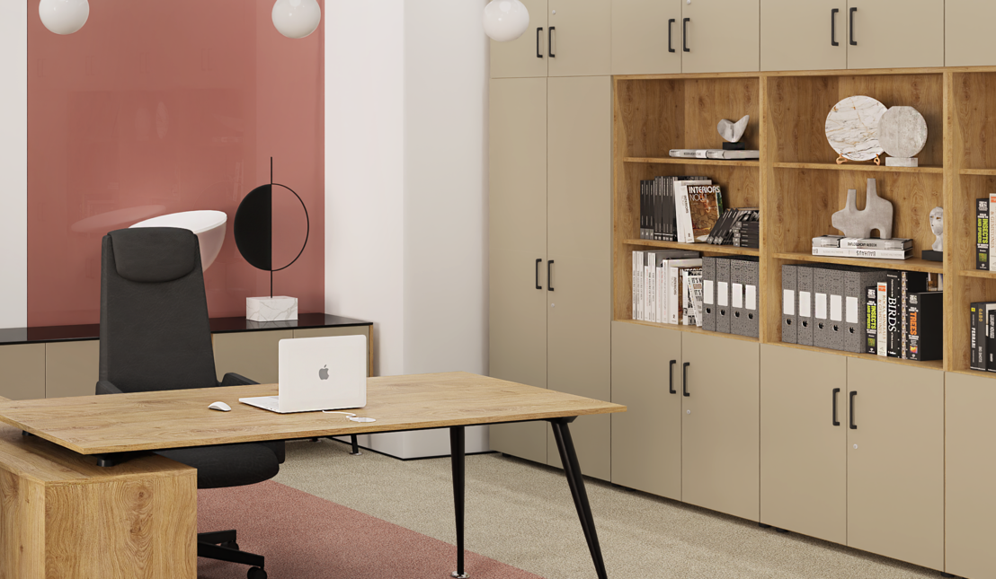 Офис шкаф с врати и заключване PD54W 420x800х2020 мм. - Acacia