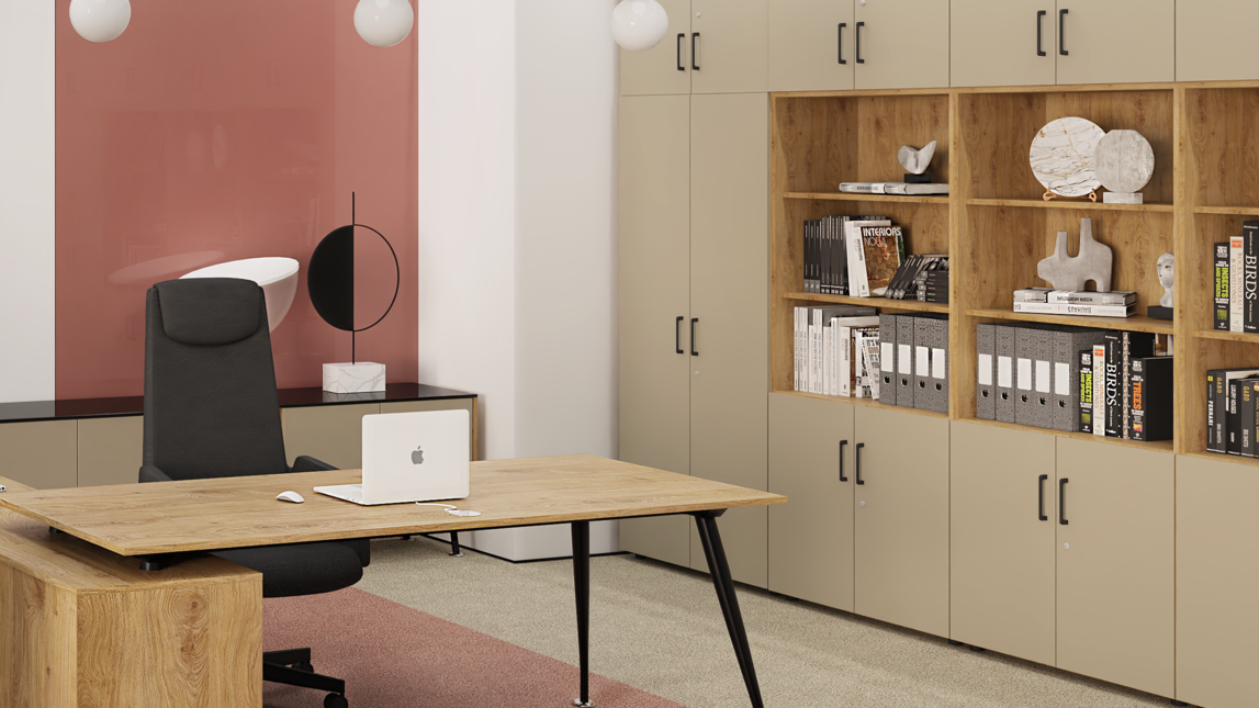 Офис шкаф с врати и заключване PD24 420x800х770 мм. - Acacia