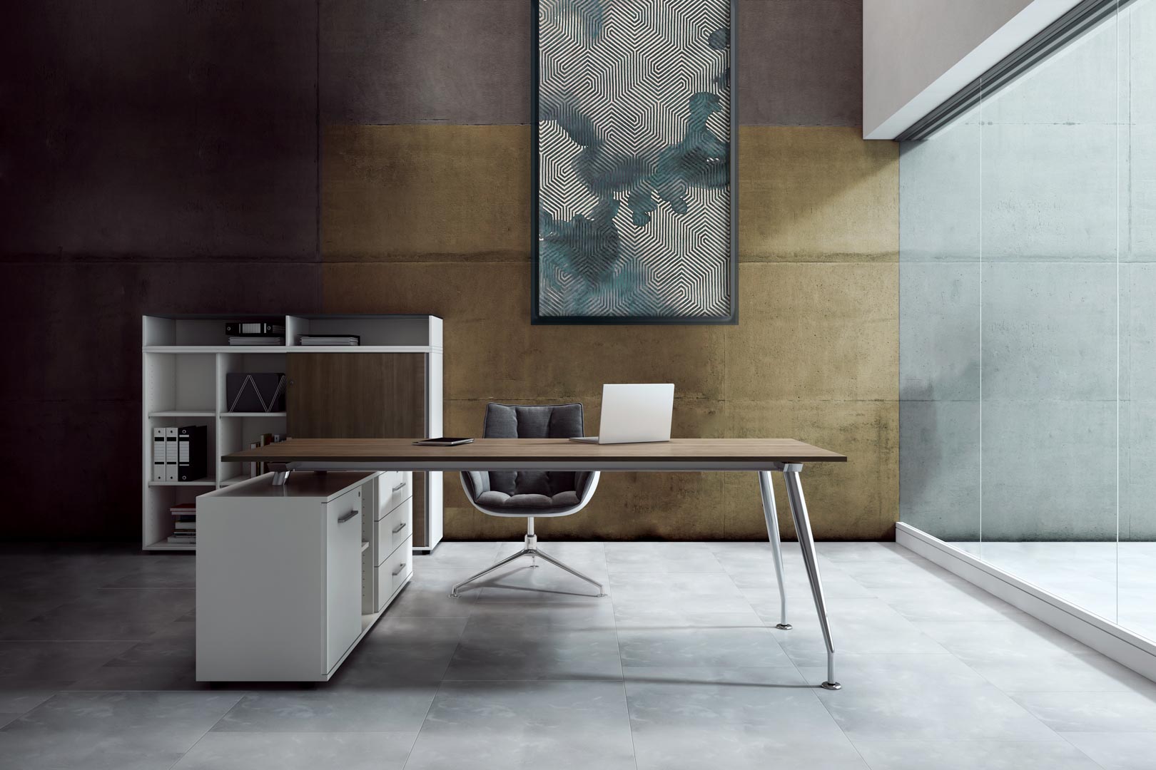 Директорско бюро Sirio, 1800x800, основа хром, European Maple STD11