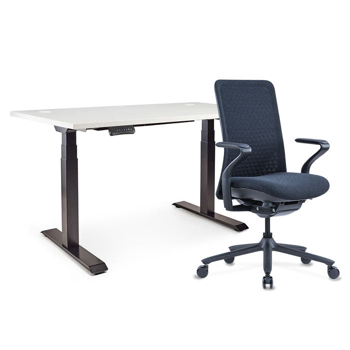 Sereni Цвят: Галактика | Ergo Desk Pro Цвят: Черен | Цвят на плота: Бял шагрен