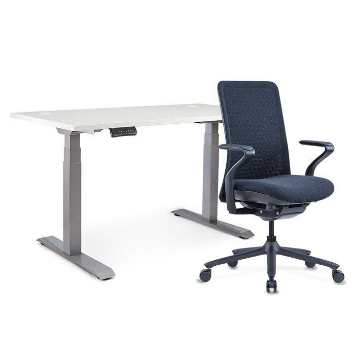 Sereni Цвят: Галактика | Ergo Desk Pro Цвят: Сив | Цвят на плота: Бял шагрен