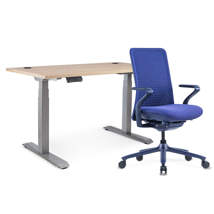 Sereni Цвят: Кобалт | Ergo Desk Pro Цвят: Сив | Цвят на плота: Дъб Небраска натур