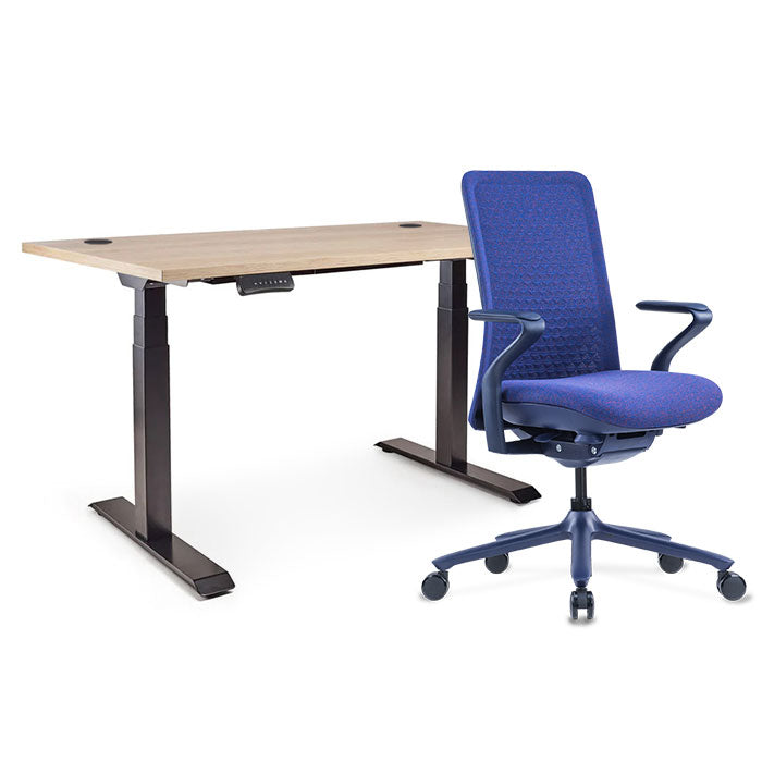 Sereni Цвят: Кобалт | Ergo Desk Pro Цвят: Черен | Цвят на плота: Дъб Небраска натур