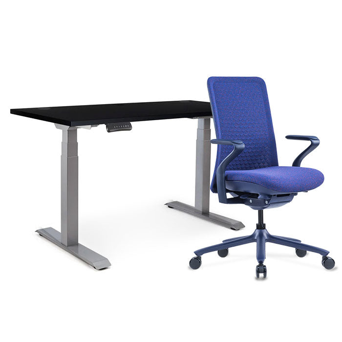 Sereni Цвят: Кобалт | Ergo Desk Pro Цвят: Сив | Цвят на плота: Черен
