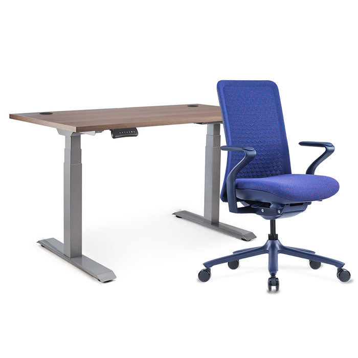 Sereni Цвят: Кобалт | Ergo Desk Pro Цвят: Сив | Цвят на плота: Орех Пасифик табак
