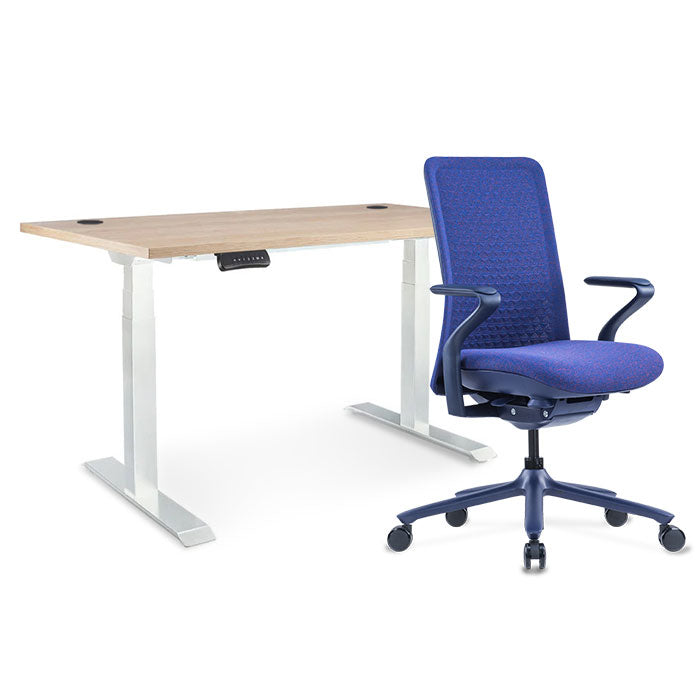 Sereni Цвят: Кобалт | Ergo Desk Pro Цвят: Бял | Цвят на плота: Дъб Небраска натур