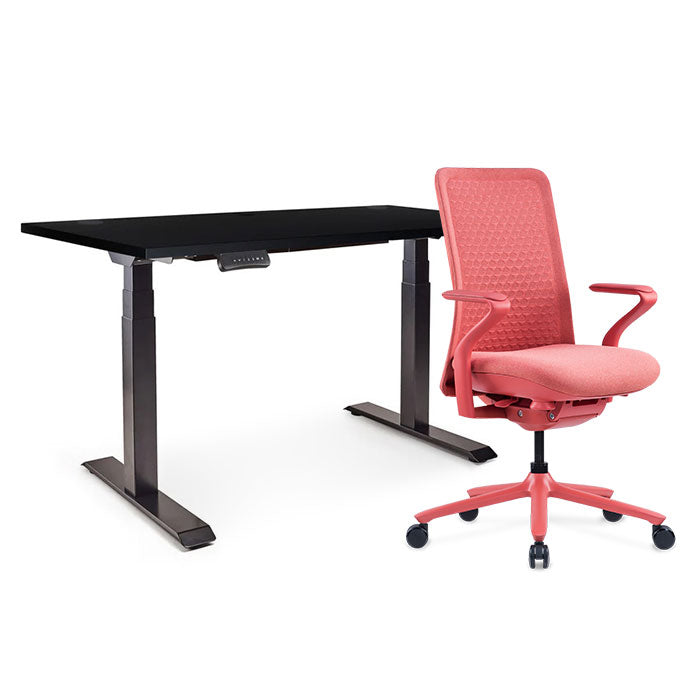 Sereni Цвят: Корал | Ergo Desk Pro Цвят: Черен | Цвят на плота: Черен