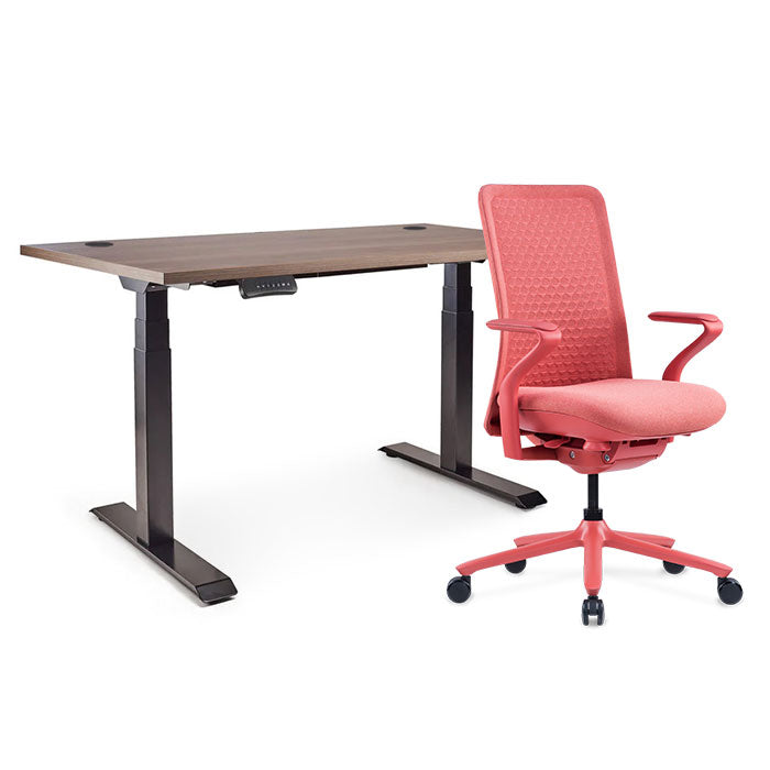 Sereni Цвят: Корал | Ergo Desk Pro Цвят: Черен | Цвят на плота: Орех Пасифик табак