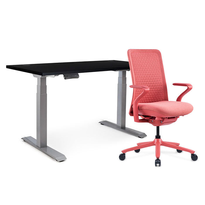 Sereni Цвят: Корал | Ergo Desk Pro Цвят: Сив | Цвят на плота: Черен