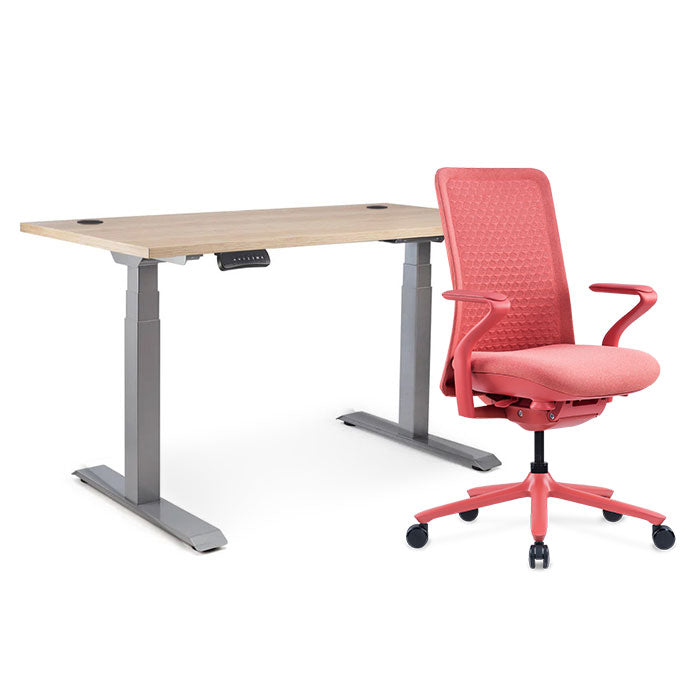 Sereni Цвят: Корал | Ergo Desk Pro Цвят: Сив | Цвят на плота: Дъб Небраска натур