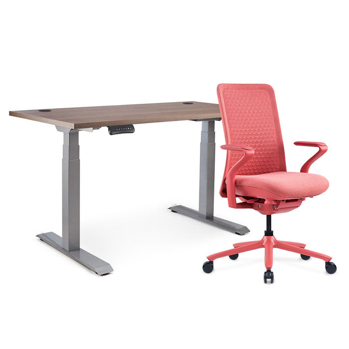 Sereni Цвят: Корал | Ergo Desk Pro Цвят: Сив | Цвят на плота: Орех Пасифик табак