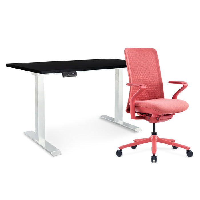 Sereni Цвят: Корал | Ergo Desk Pro Цвят: Бял | Цвят на плота: Черен