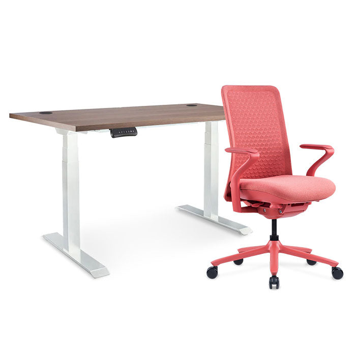 Sereni Цвят: Корал | Ergo Desk Pro Цвят: Бял | Цвят на плота: Орех Пасифик табак
