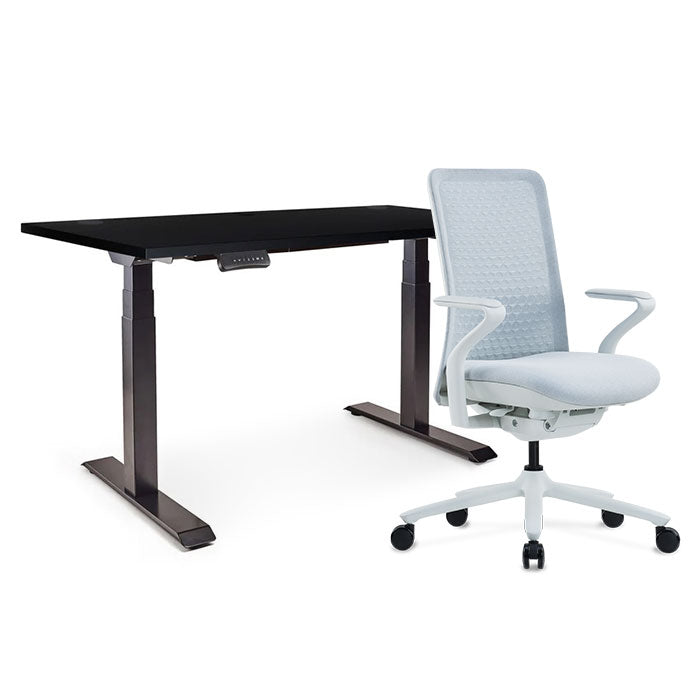 Sereni Цвят: Мъгла | Ergo Desk Pro Цвят: Черен | Цвят на плота: Черен