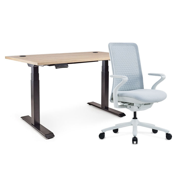 Sereni Цвят: Мъгла | Ergo Desk Pro Цвят: Черен | Цвят на плота: Дъб Небраска натур