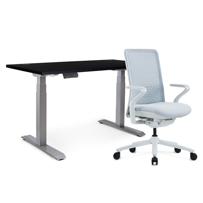 Sereni Цвят: Мъгла | Ergo Desk Pro Цвят: Сив | Цвят на плота: Черен