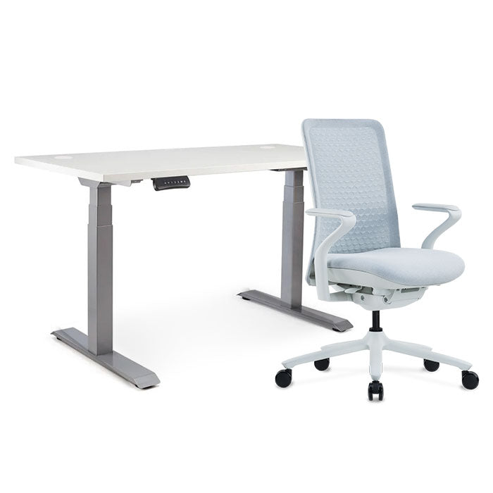 Sereni Цвят: Мъгла | Ergo Desk Pro Цвят: Сив | Цвят на плота: Бял шагрен