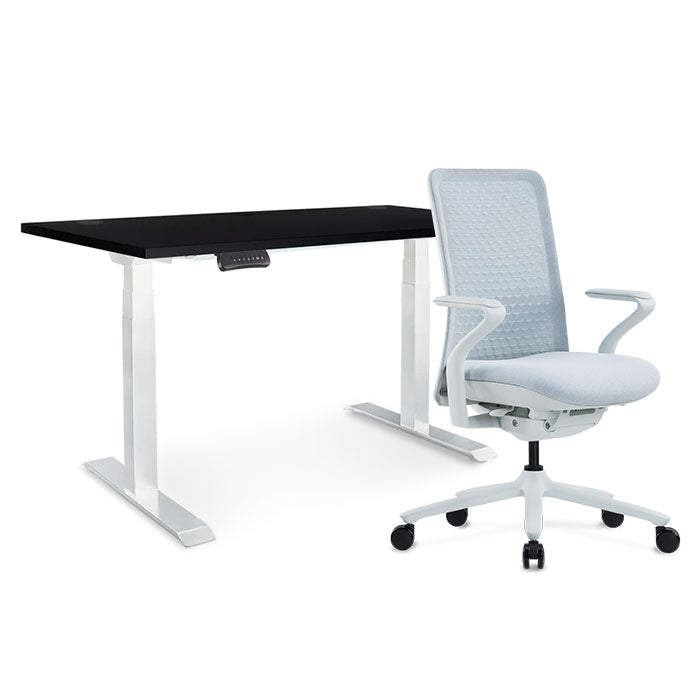 Sereni Цвят: Мъгла | Ergo Desk Pro Цвят: Бял | Цвят на плота: Черен