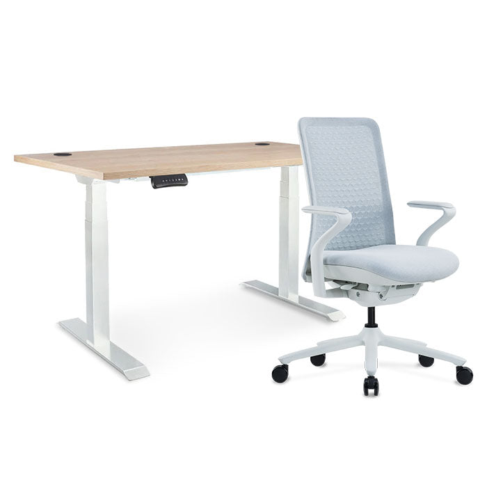 Sereni Цвят: Мъгла | Ergo Desk Pro Цвят: Бял | Цвят на плота: Дъб Небраска натур