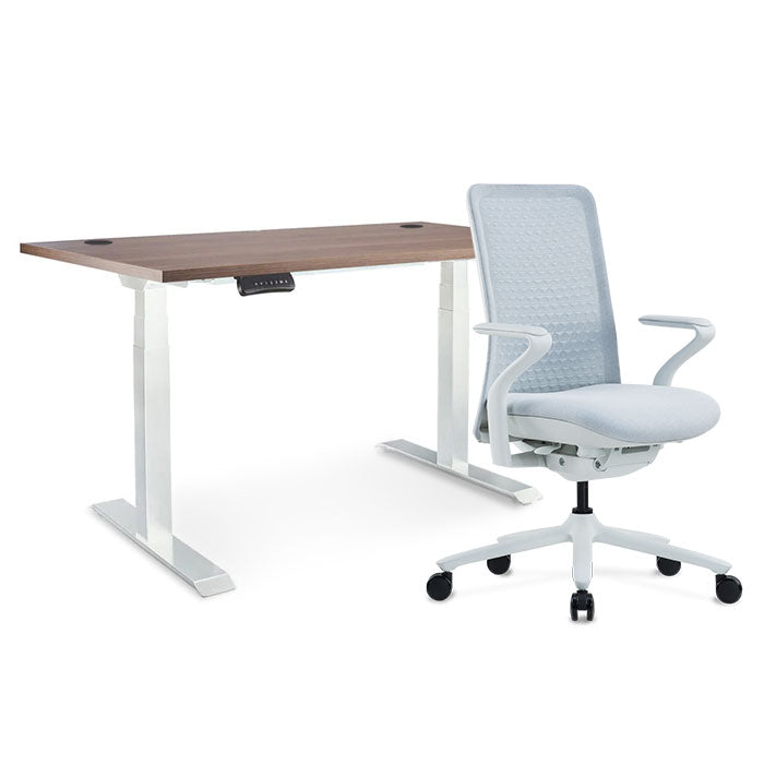 Sereni Цвят: Мъгла | Ergo Desk Pro Цвят: Бял | Цвят на плота: Орех Пасифик табак