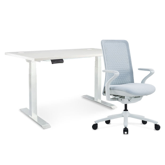 Sereni Цвят: Мъгла | Ergo Desk Pro Цвят: Бял | Цвят на плота: Бял шагрен