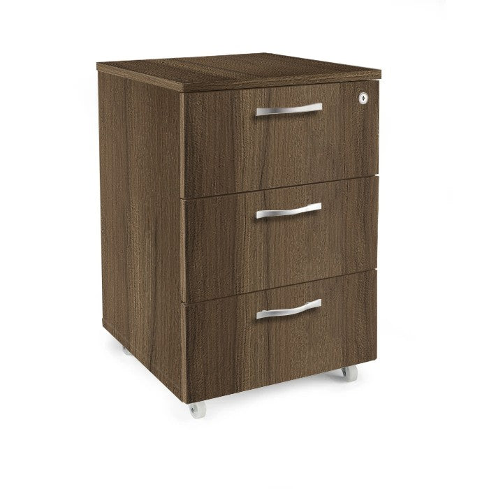 Офис контейнер три чекмеджета с ключ – Орех Пасифик табак