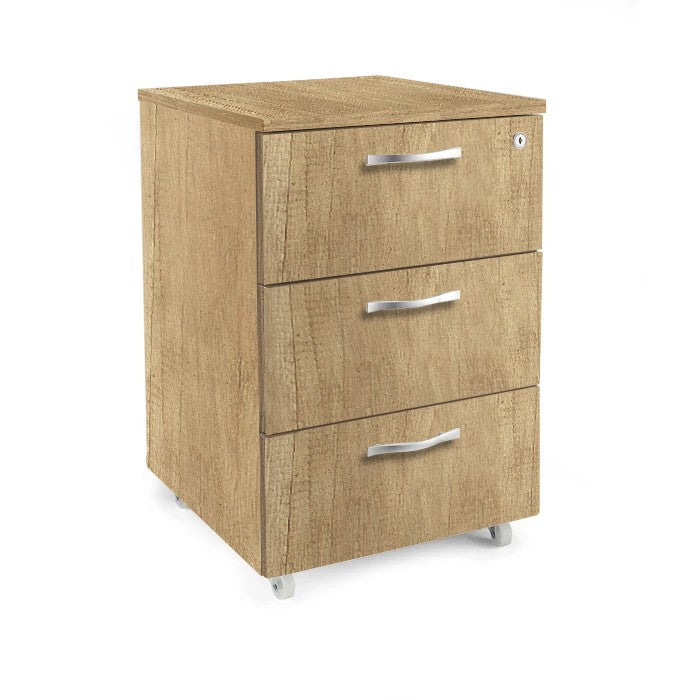 Офис контейнер три чекмеджета с ключ – Дъб Небраска натур