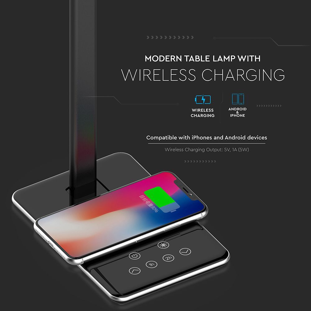 Ергономична настолна LED лампа 5 W със зареждане на GSM, бяла