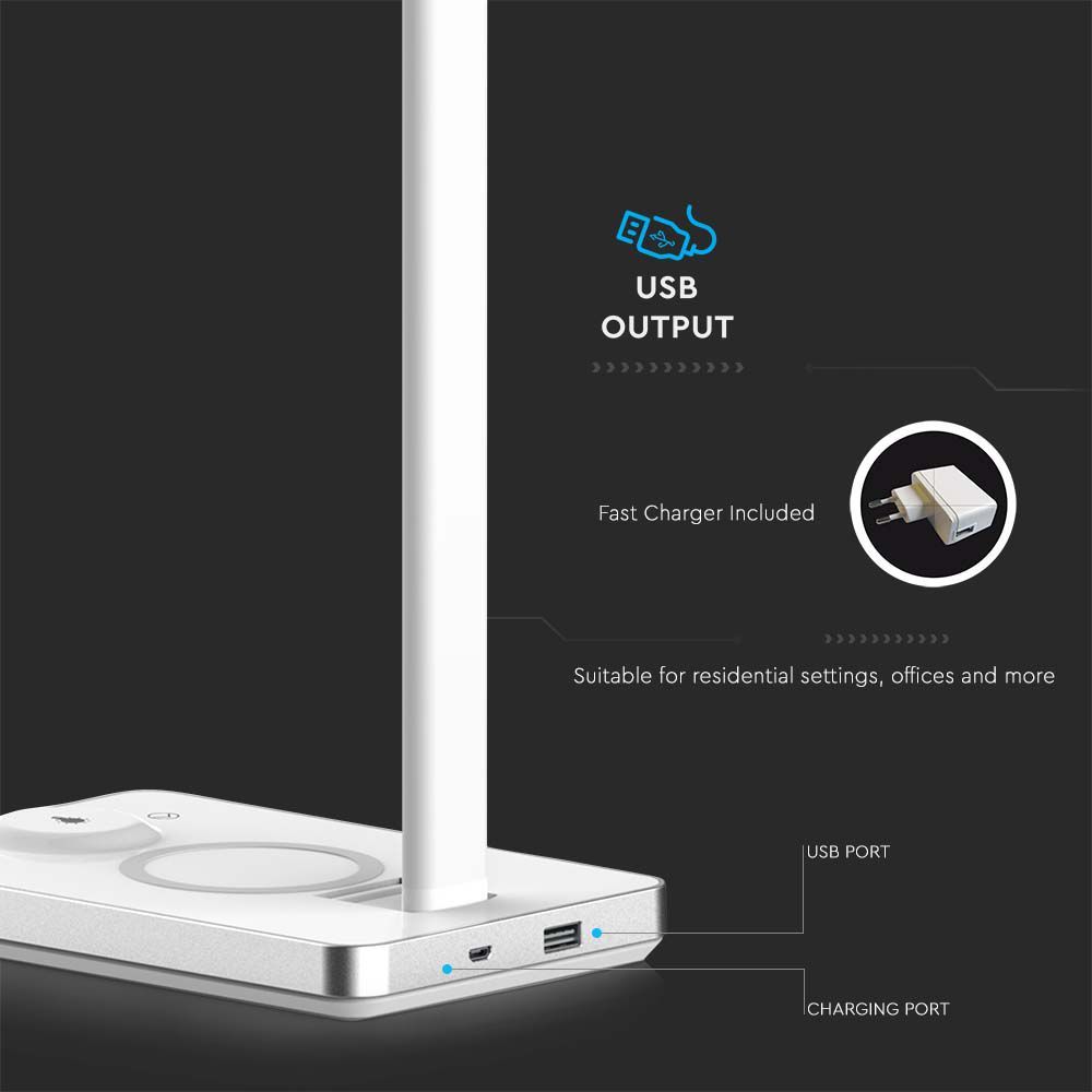 Ергономична настолна LED лампа 5 W със зареждане на GSM, бяла