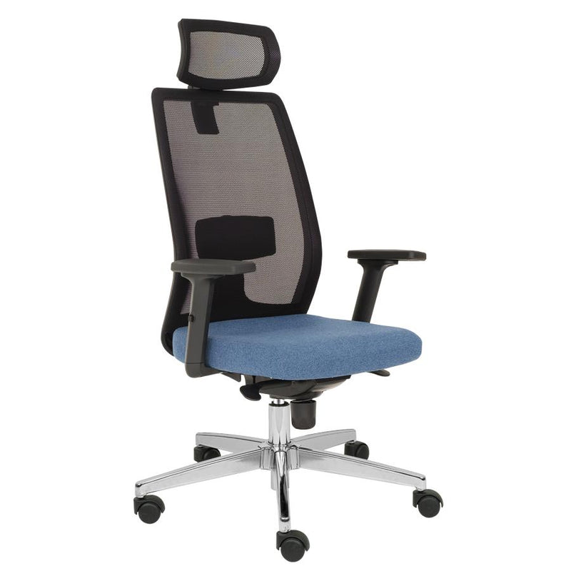 Ергономичен офис стол Brown - дамаска Bata, облегалка сива мрежа